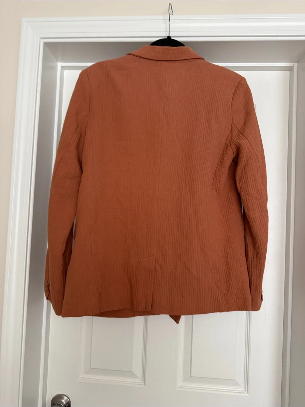 100% cotton Rust Orange Double-Breasted Blazer
